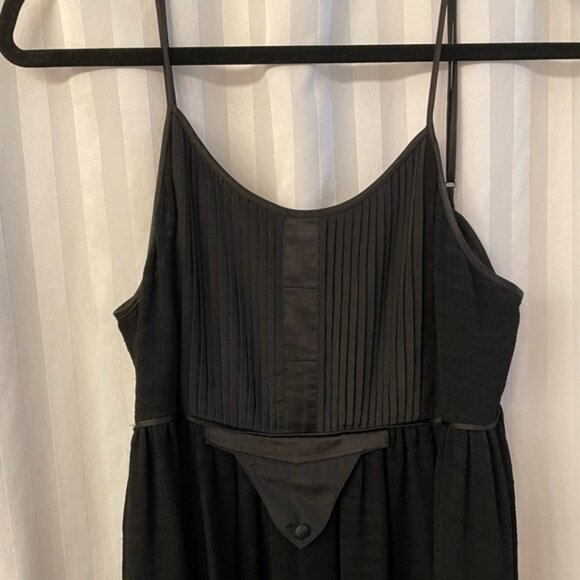 PROENZA SCHOULER Satin Pleated Crepe Button Detail Maxi Dress Gown 2 Black - Picture 2 of 8